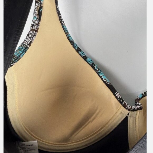 Miraclesuit Turquoise Black Paisley Floral Swimsuit 12 Underwire Tummy Control - Picture 3 of 6